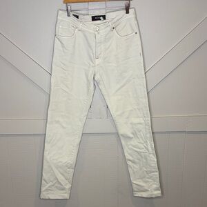 Kiton Napoli Off-White Men’s 34x32 Slim Straight Jeans Button Fly Red Stitching